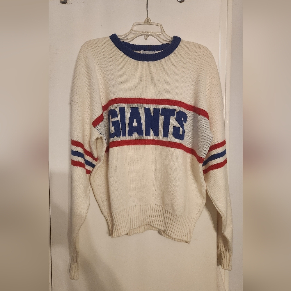 NFL NY Giants Winter Sweater Blue & Cream - Cliff Engle
